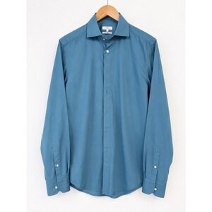 Reiss Jet Cotton Regular Fit Button Up Dress Shirt Teal Blue Men's Size L